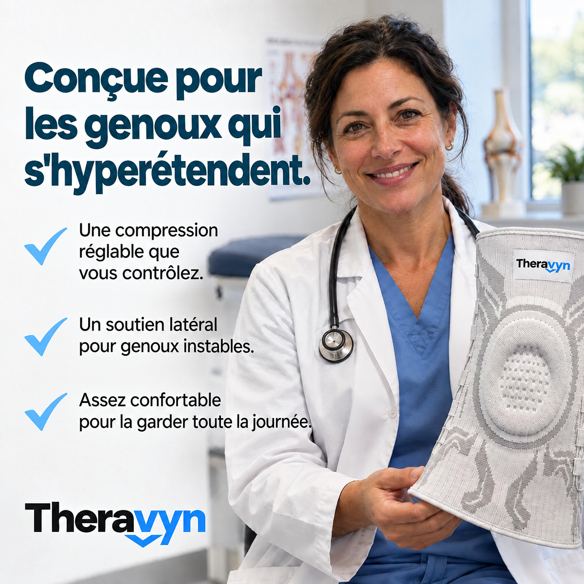 Conçue pour les genoux qui s'hyperétendent