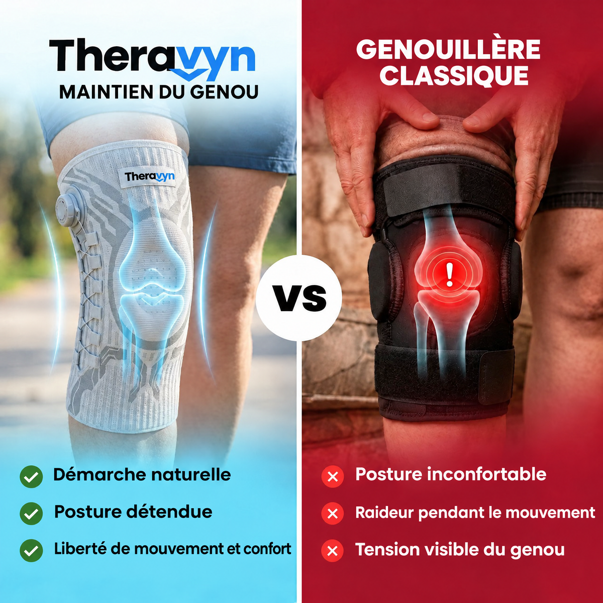 Theravyn face à une genouillère classique